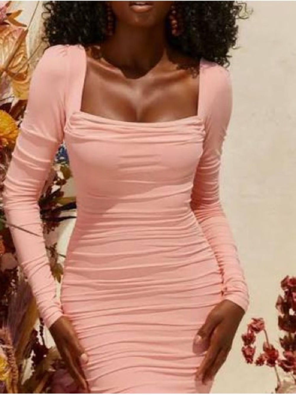 Oh Polly Long-Sleeve Bodycon Dress Pink